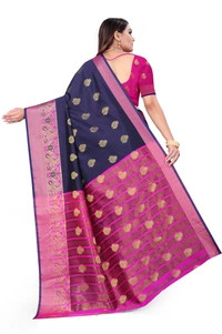 Banarasi-Newpeacock-Navyblue - Free, Dark Blue