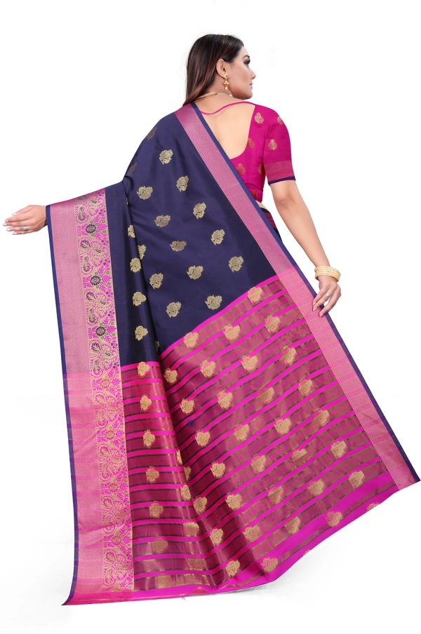Banarasi-Newpeacock-Navyblue - Free, Dark Blue