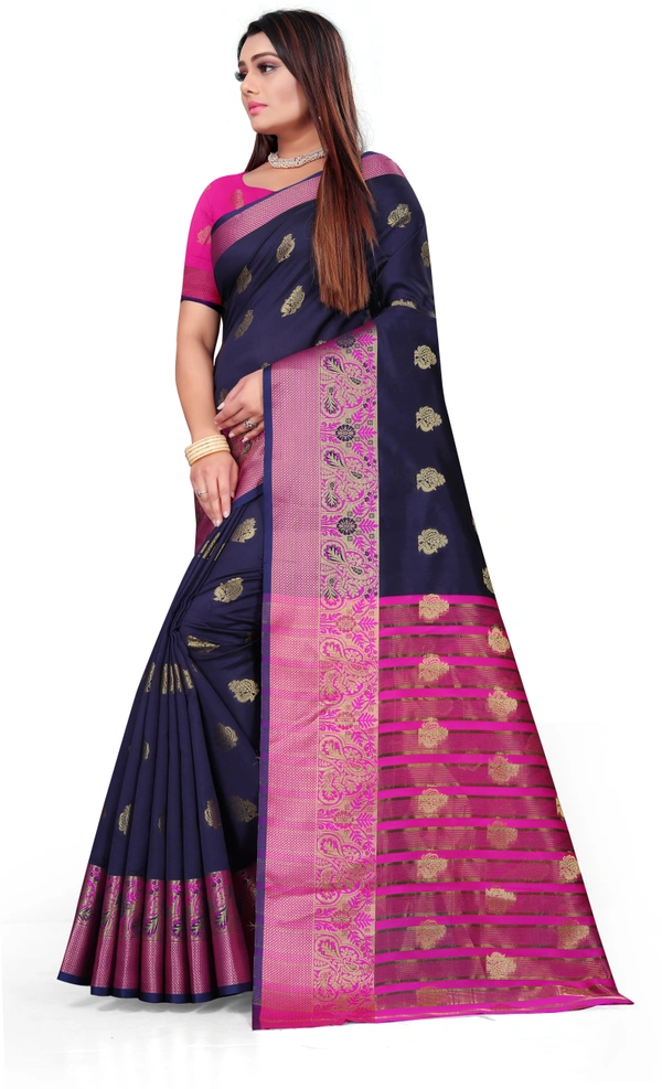 Banarasi-Newpeacock-Navyblue - Free, Dark Blue