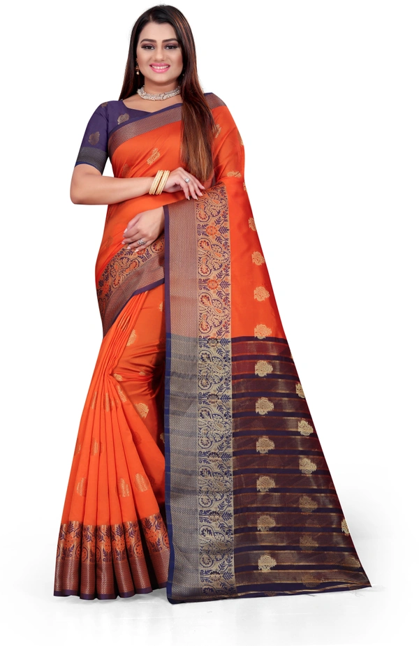 Banarasi-Newpeacock-Orange - Free, Orange