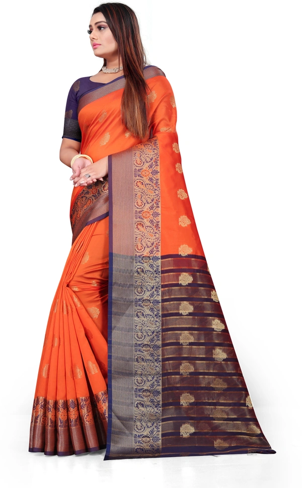 Banarasi-Newpeacock-Orange - Free, Orange