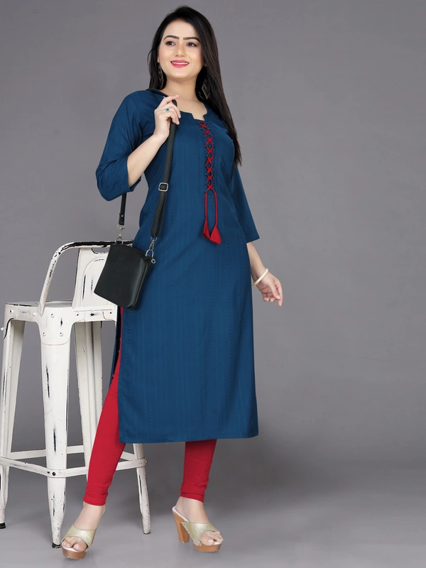 CottonKurti-Dark Blue - XL, Blue