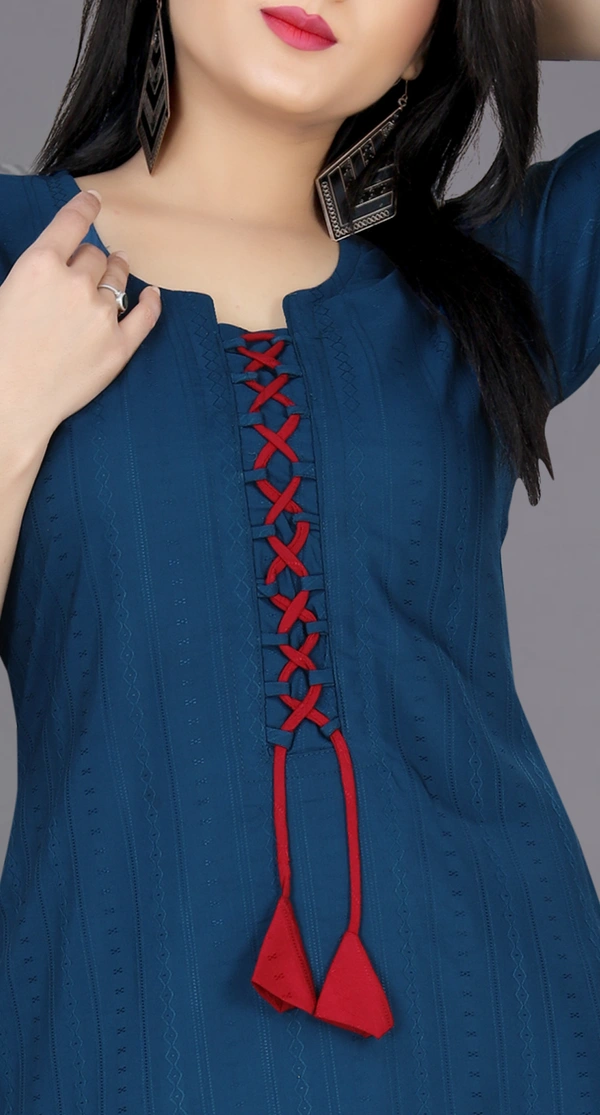 CottonKurti-Dark Blue - XL, Blue