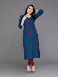 CottonKurti-Dark Blue - XL, Blue