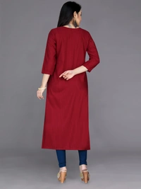 CottonKurti-Red - M, Maroon