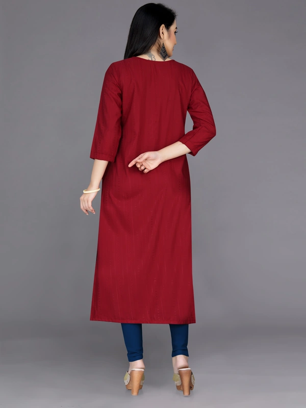 CottonKurti-Red - M, Maroon