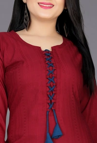 CottonKurti-Red - M, Maroon