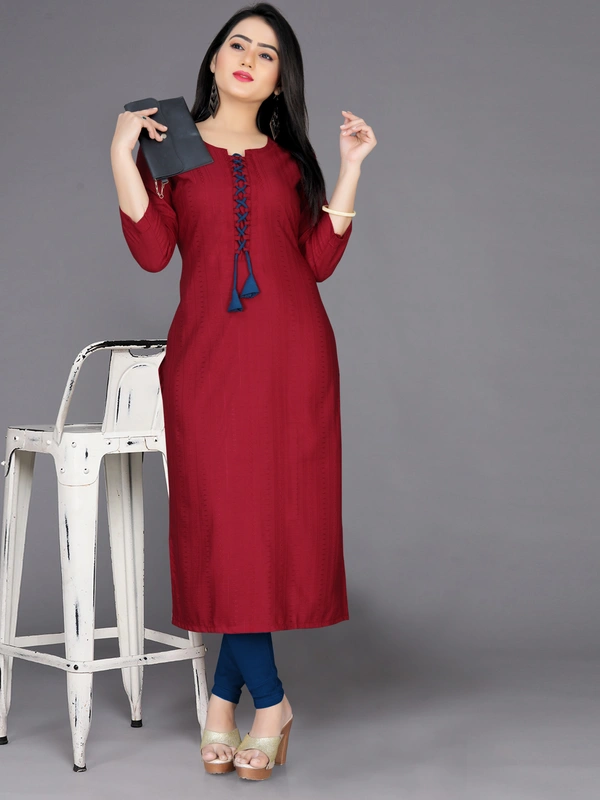 CottonKurti-Red - M, Maroon