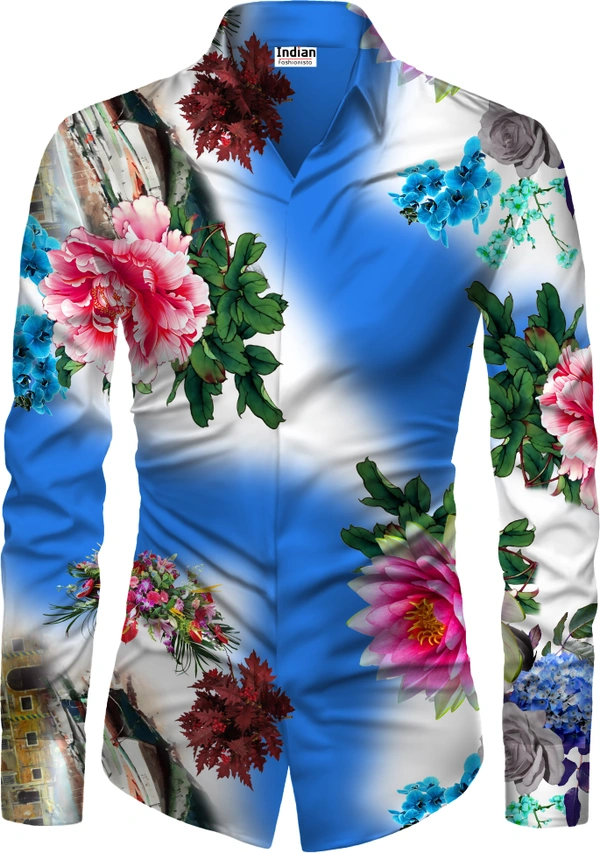 Shirt Flower Treeblue Blue