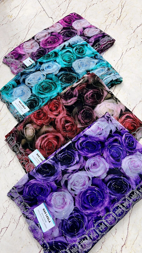 Simple Stone Work Sarees - 001 Click Here For More Designs
