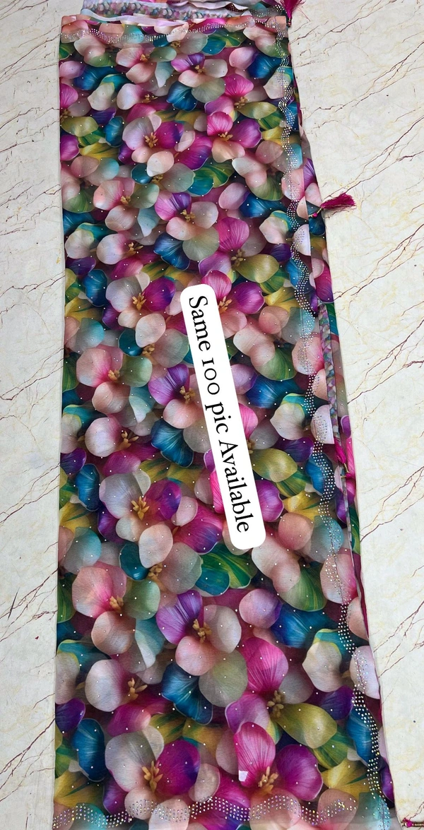 Simple Stone Work Sarees - 002
