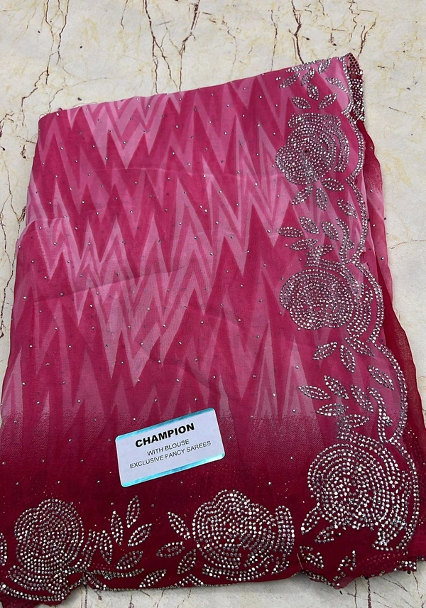 Simple Stone Work Sarees - 003