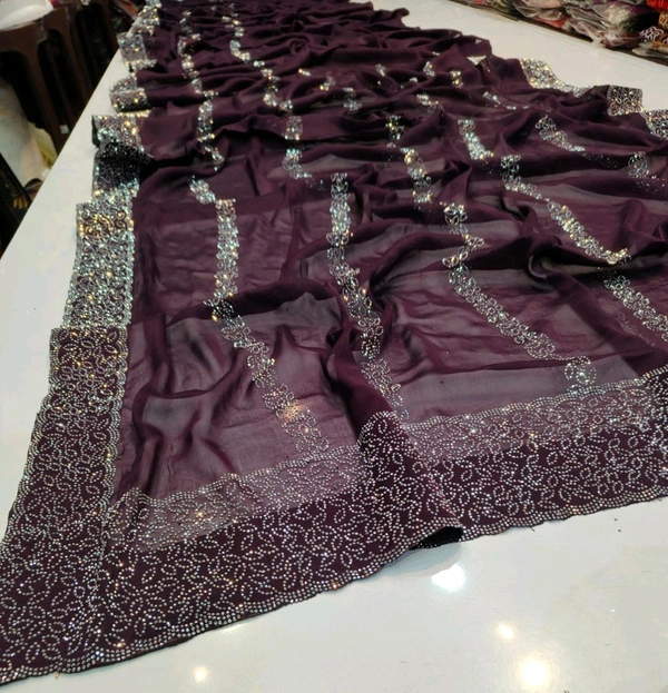Heavy Stone Work Saree - 001Click Here For More Designs
