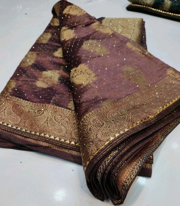 Simple Stone Work Sarees - 007