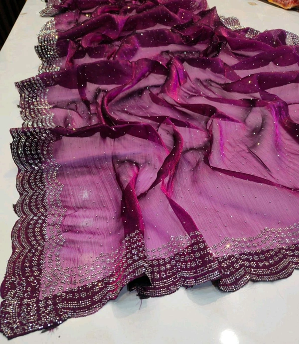 Simple Stone Work Sarees - 011