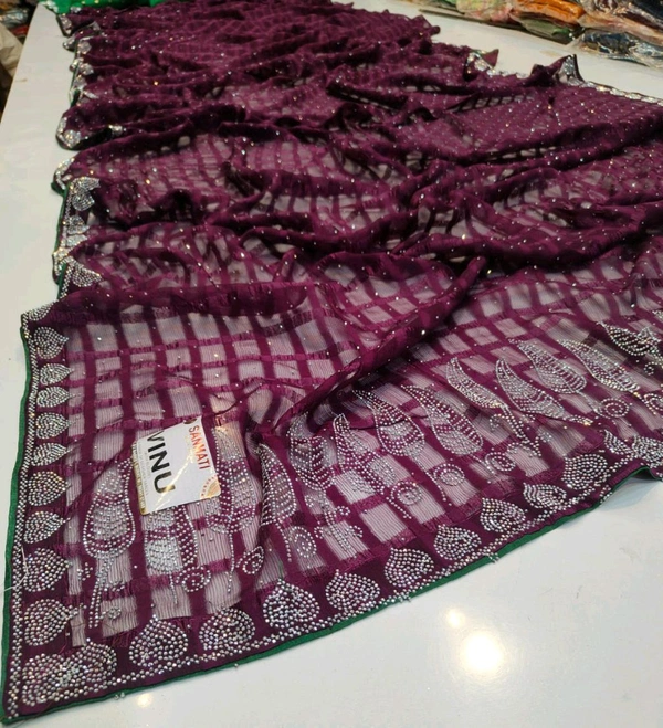 Simple Stone Work Sarees - 012