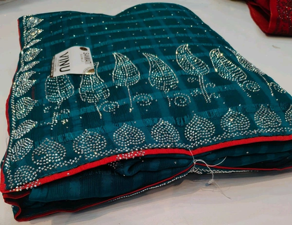 Simple Stone Work Sarees - 012