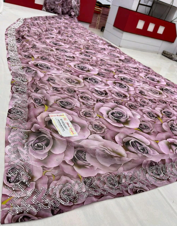 Simple Stone Work Sarees - 014