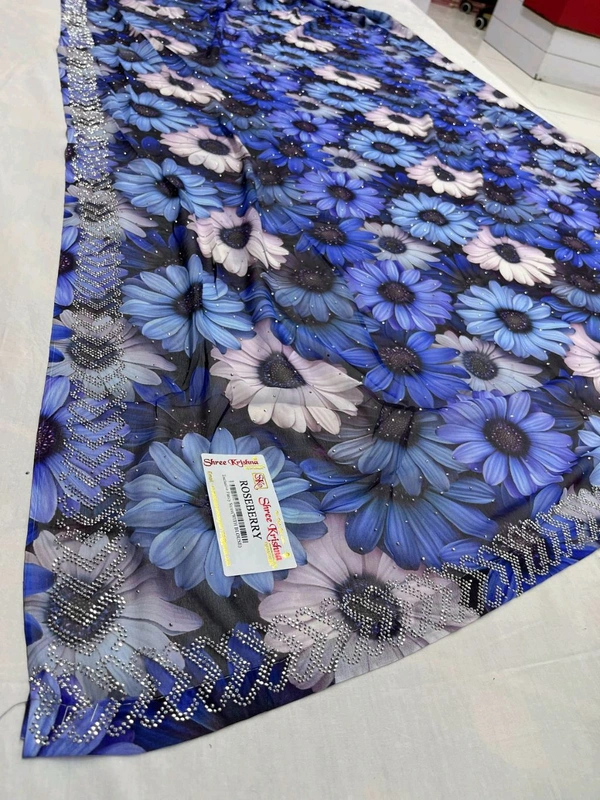 Simple Stone Work Sarees - 015