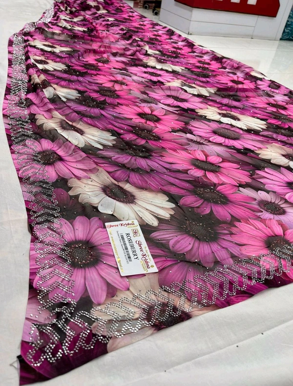 Simple Stone Work Sarees - 015