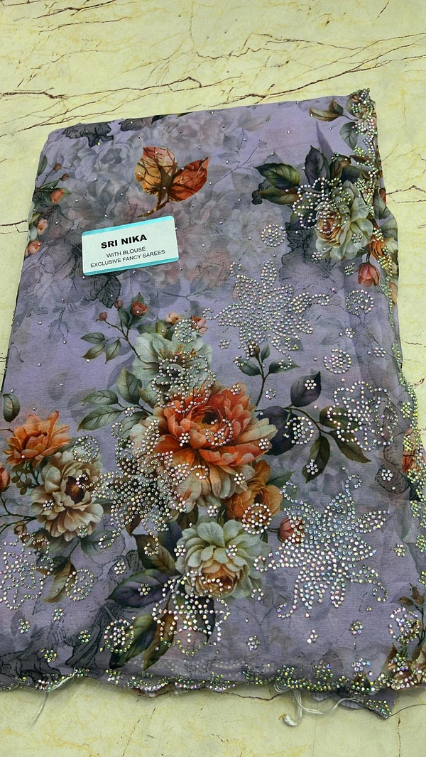 Simple Stone Work Sarees - 016