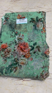 Simple Stone Work Sarees - 016
