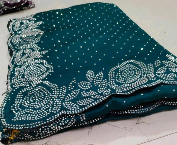 Simple Stone Work Sarees - 017