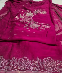 Simple Stone Work Sarees - 017