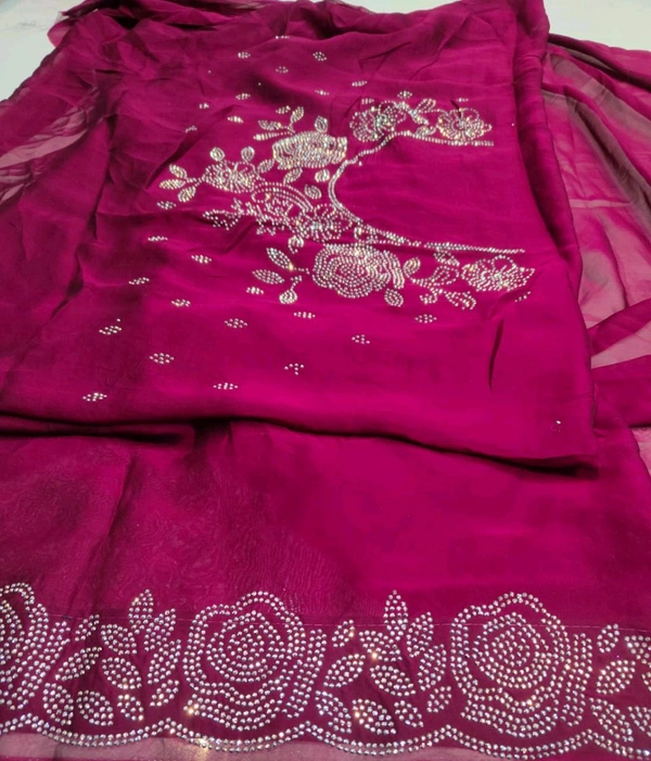 Simple Stone Work Sarees - 017