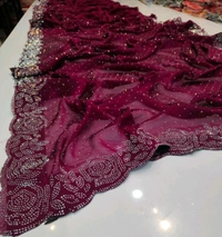 Simple Stone Work Sarees - 017