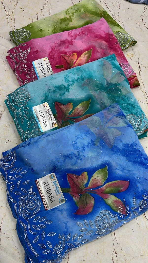 Simple Stone Work Sarees - 018