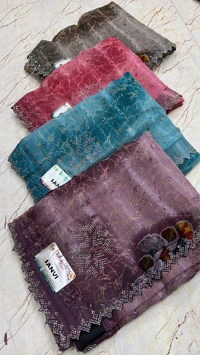 Simple Stone Work Sarees - 019