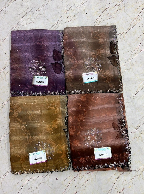 Simple Stone Work Sarees - 019