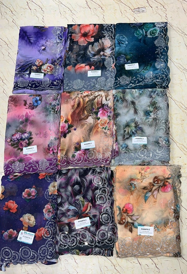 Simple Stone Work Sarees - 021