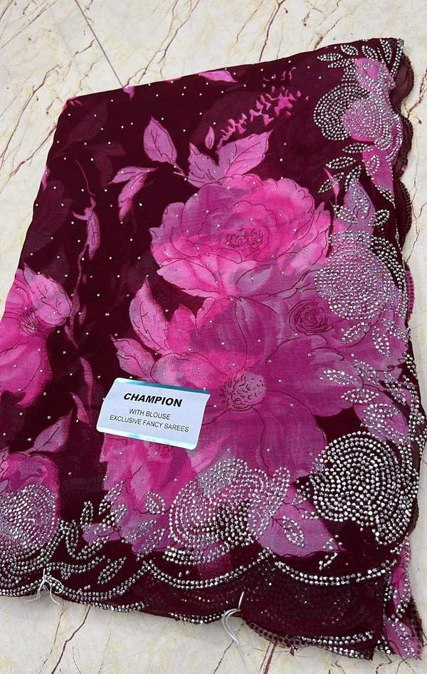 Simple Stone Work Sarees - 022