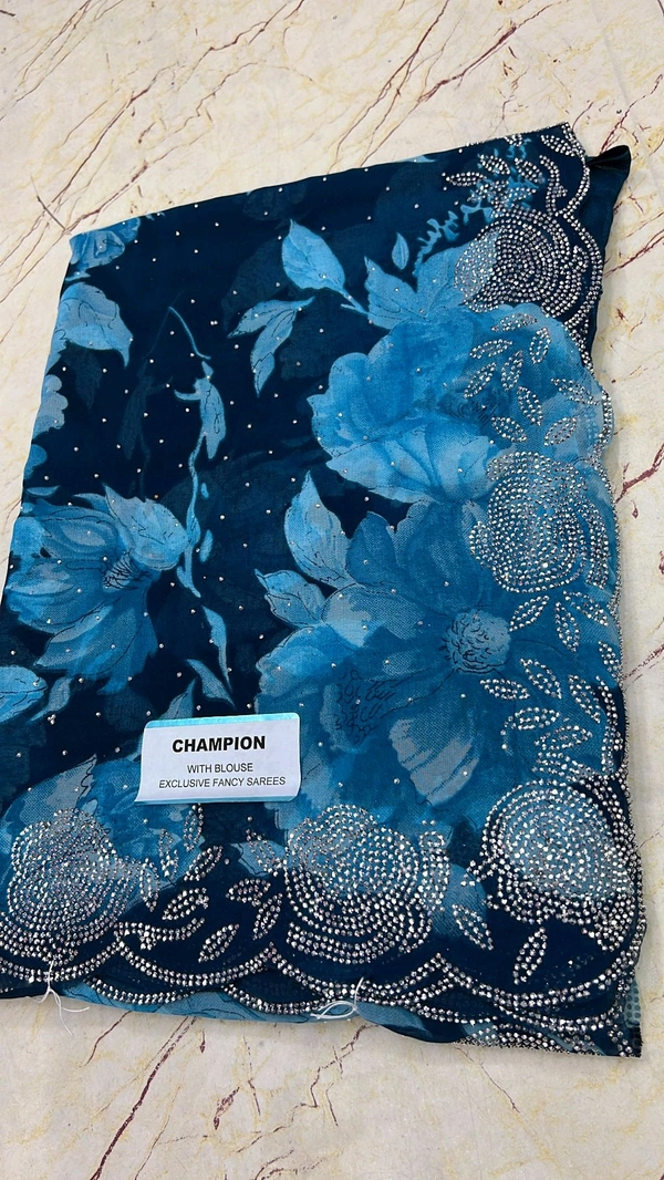 Simple Stone Work Sarees - 022
