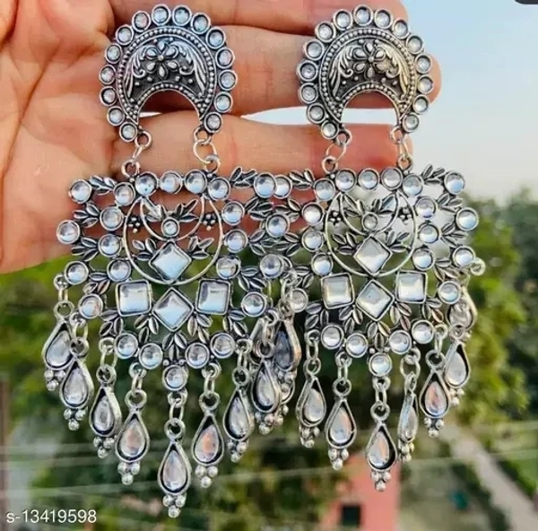 Feminine Chunky Earring Silver Stone  - Alto