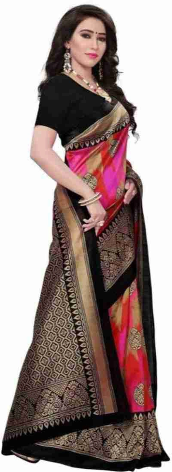 Fancy Banarasi Saree With Blouse Piece  - Free Size