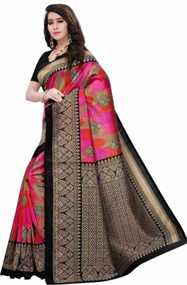 Fancy Banarasi Saree With Blouse Piece  - Free Size