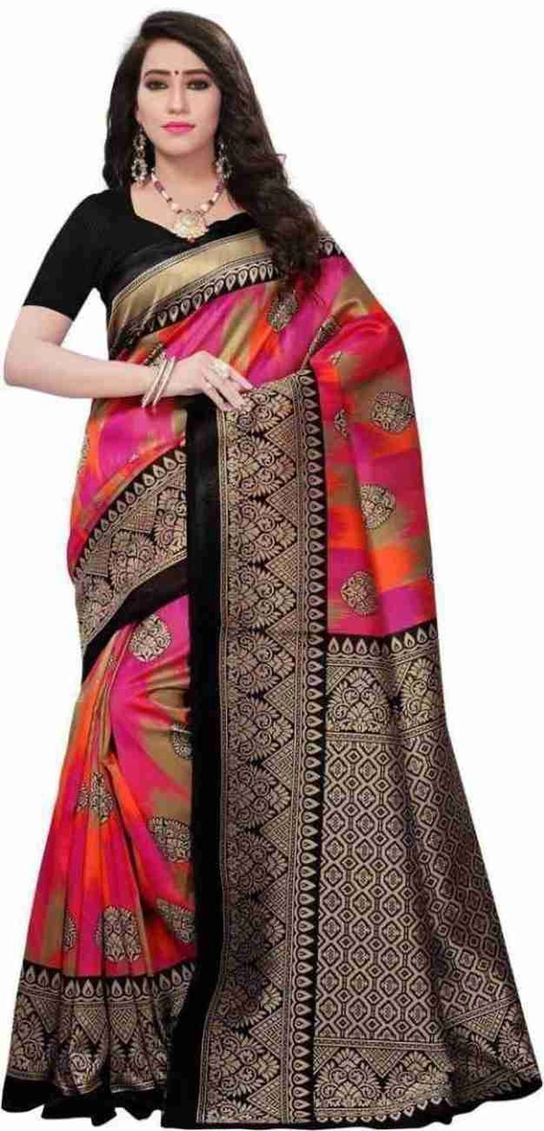 Fancy Banarasi Saree With Blouse Piece  - Free Size
