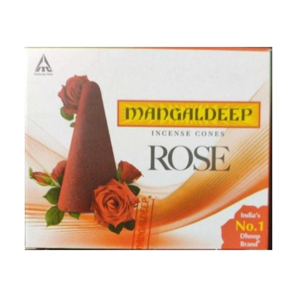 Mangal Deep Incense Cone Rose  - 1 Pack 14 Cones Inside