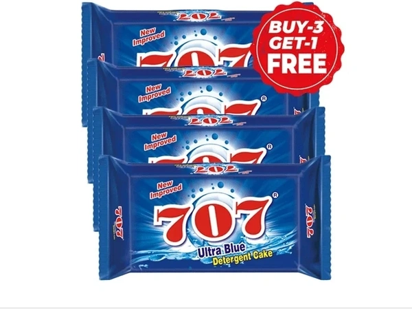 707 Ultra Blue Detergent Cake - 4×150 Gm, Buy 3 Get 1 Free