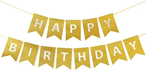 Happy Birthday Banner (Golden) - 1 Pack