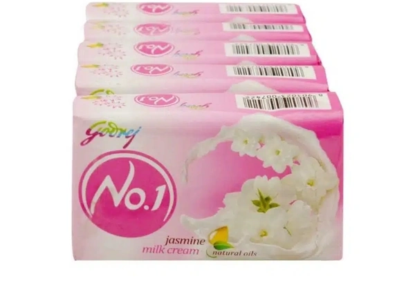 Godrej No 1 Jasmine & Milk Bathing Soap  - 100gm×5, Set Of 5 Piece