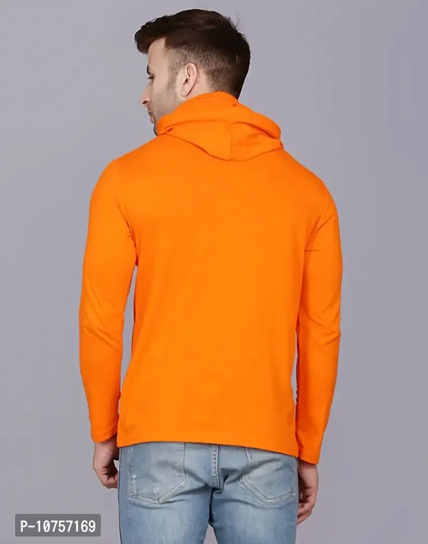 Reliable Golden Cotton Blend Printed Hooded Tees For Men 10757169 - Web Orange, M