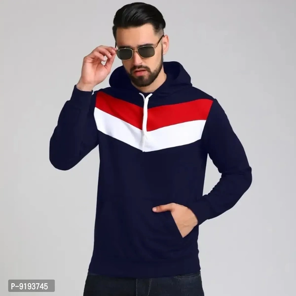 Stylish Nylon Self Pattern Long Sleeves Hooded Sweatshirts For Men 9193745 - M