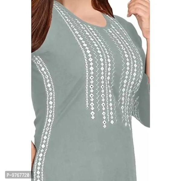 Kapadia Women's Rayon Regular Kurti (LAKHNAVI-KURTI_Grey_L) 9767720 - S