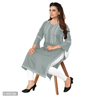 Kapadia Women's Rayon Regular Kurti (LAKHNAVI-KURTI_Grey_L) 9767720 - S