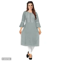Kapadia Women's Rayon Regular Kurti (LAKHNAVI-KURTI_Grey_L) 9767720 - M