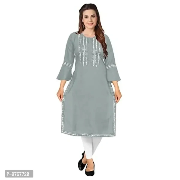 Kapadia Women's Rayon Regular Kurti (LAKHNAVI-KURTI_Grey_L) 9767720 - M